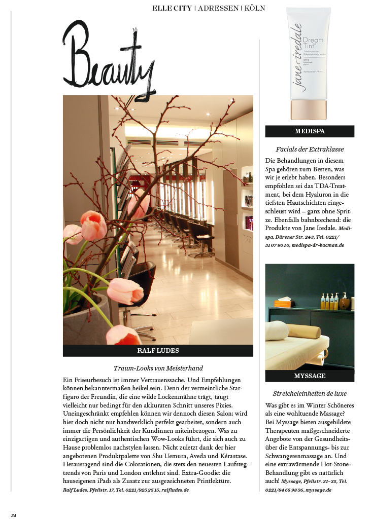 Beitrag von Medispa in der elle city januar 2017